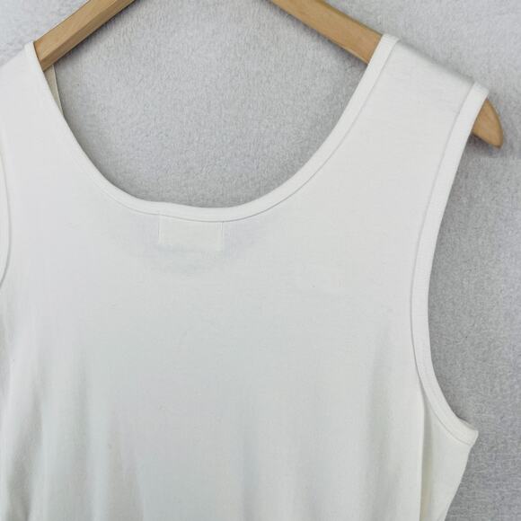 DEBRA DEROO Tank Top XL Ribbed Jersey Scoop Neck Sleeveless White - Picture 7 of 12